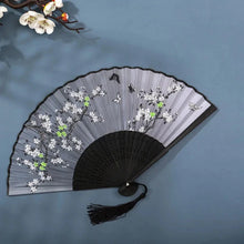 Load image into Gallery viewer, Hand Fan Foldable Silk Fan Noodles Bamboo Fan Bones Halloween Cosplay Prop Christmas Wedding Decoration Party Gifts Art Crafts