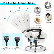 Load image into Gallery viewer, Office Chair with 7 Point Vibrating Massage&Heat Functions, Ergonomic Recliner Chair w/Footrest PU Leather Wide Computer Desk Ch