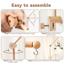 将图片加载到图库查看器,Wooden Baby Rattle Crib Mobile Holder for Newborns