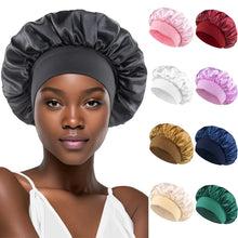 Load image into Gallery viewer, Women’s Satin Bonnet – Wide-Brim Night Sleeping & Hair Care Cap