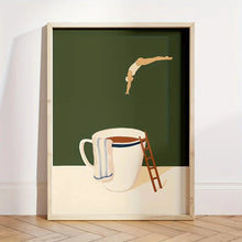 Load image into Gallery viewer, Retro Coffee Diving Poster Canvas Wall Art | Good Morning Coffee Print