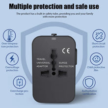 Load image into Gallery viewer, Global Universal Travel Adapter with USB Ports – Worldwide Power Plug Converter with Child Safety Lock