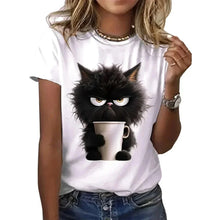 Load image into Gallery viewer, Funny Cat Women’s Summer T-Shirt – Casual Short Sleeve O-Neck Top