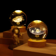 Load image into Gallery viewer, Kids LED Crystal Ball Lamp – 3D Moon & Galaxy Table Decor Toy