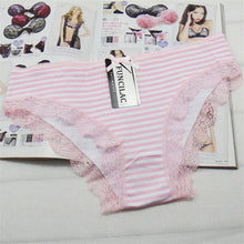 Load image into Gallery viewer, Women's Underwear Cotton Sexy Lace Panties Striped Briefs Everyday Lingerie Girls Ladies Knickers Size M L XL 5 Pcs/set