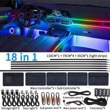 Load image into Gallery viewer, Universal 18-in-1 RGB Car Ambient Light Kit - Full Color App-Controlled Neon Strips