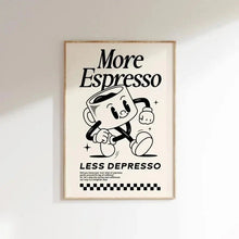 将图片加载到图库查看器,More Espresso Less Depresso Coffee Wall Art Print