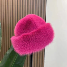 Load image into Gallery viewer, New Fluffy Fur Women's Winter Hat Winter Snow Ski Cap Female Faux Fur Thick Warm Windproof Hat Russian Hat Mink Fisherman's Hat