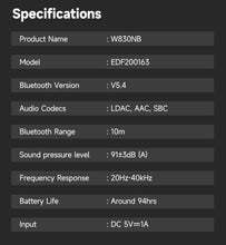 Load image into Gallery viewer, Edifier W830NB Wireless Headphones Bluetooth 5.4 Active Noise Cancelling Hi-Res Over-Ear Headset LDAC Foldable -45dB ANC 94H