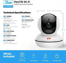 Load image into Gallery viewer, XM ICSee 3MP 2.4GHz WiFi Indoor Home Security IP Smart Baby Monitor Camera Automatic Tracking 24/7 Video Surveillance PTZ Camera