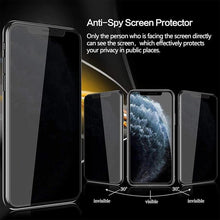 Load image into Gallery viewer, 4Pcs Anti-spy Glass on For IPhone 13 Pro MAX 12 Pro Max Mini XS XR X 11 7 8 Plus Privacy Screen Protectors Anti Glare Glass Easy Installation Frame Case Friendly Premium Tempered Glass Screen Protector for iPhone