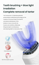 将图片加载到图库查看器,Electric U-Shaped Toothbrush for Adults - Soft-Bristles Teeth Whitening Kit, Oral Care with Auto-Timing & 360° Gum Protection