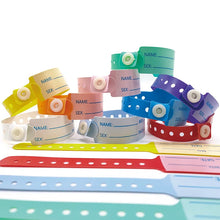 Load image into Gallery viewer, 100pcs Waterproof Soft PVC Medical Wristbands Writable Patient Identification Bracelets Vinyl Band for Healthcare