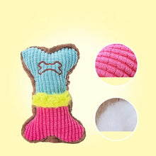 Load image into Gallery viewer, Dog Squeaky Toy - Plush Bone Chew Toy for Small & Medium Puppies