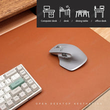 将图片加载到图库查看器,Large PU Leather Office Desk Mat – Waterproof Dual-Tone Mouse Pad & Keyboard Desk Protector for Home or Office