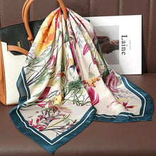 Load image into Gallery viewer, Luxury Satin Silk Square Scarf – Shawl, Hijab & Fashion Wrap 2023