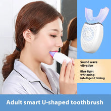 将图片加载到图库查看器,Electric U-Shaped Toothbrush for Adults - Soft-Bristles Teeth Whitening Kit, Oral Care with Auto-Timing & 360° Gum Protection