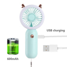 Load image into Gallery viewer, Mini Portable Fan USB Rechargeable Night Light Cooling Handheld Fan Three Speed Adjustable Pocket Personal Small Hand Fan for Child Home School Travel LED Fan