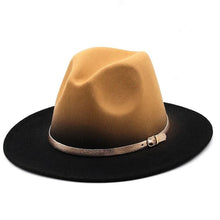Load image into Gallery viewer, Two Colors Spray Painted Wool Jazz Hat Fedora Unisex Color Autumn Winter Retro Hat Two Tone Dress Hat 56-58CM