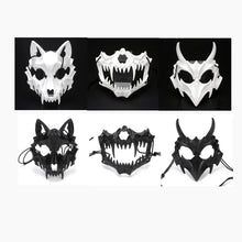 Load image into Gallery viewer, Halloween Half-Face Mask - Dragon, Tiger, Tengu, Wolf, and Skull Designs