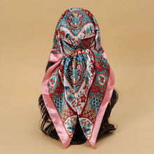 Load image into Gallery viewer, Satin Square Scarf – Elegant 2025 Print Hijab, Shawl & Hair Wrap