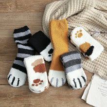 Load image into Gallery viewer, Women Winter Warm Fluffy Socks Cute Animal Claw Cat Paw Footprint Fuzzy Socks Female Thick Coral Fleece Home Floor Sleep Socks