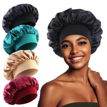Load image into Gallery viewer, Women’s Satin Bonnet – Wide-Brim Night Sleeping & Hair Care Cap