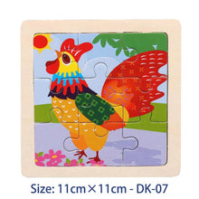 将图片加载到图库查看器,11cm/4.33in Kids Wooden Jigsaw Puzzle Games Cartoon Animal Vehicle Pattern Children Montessori Educational Toys