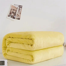 Load image into Gallery viewer, 230GSM Coral Fleece Flannel Blankets For Beds Solid Blue Pink Soft Warm Thin Bedspread Sofa Cover Faux Fur Plaid Blanket