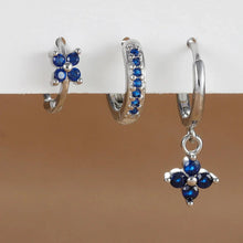 Load image into Gallery viewer, 3PCS Zircon Flower Dangle Earrings – Orange & Blue Stainless Steel Set