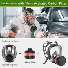 Load image into Gallery viewer, Full face respirator - mask with 40 mm gas filter canister for industrial gases, chemical, polishing, welding, spraying Gas mask