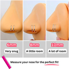 Load image into Gallery viewer, Double Hoop Nose 14k Rose Gold Filled Spiral Nose Ring