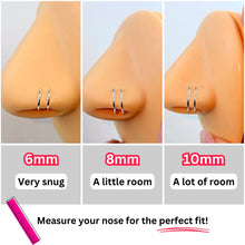 将图片加载到图库查看器,14k Solid Yellow Gold Double Hoop Nose Spiral Nose Ring