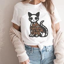 Load image into Gallery viewer, Skeleton Kitty Cat Hello Darkness Tee Shirt
