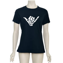 Load image into Gallery viewer, Glow in the Dark Shaka Skelelton Hand Tee Shirt