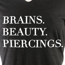 Load image into Gallery viewer, Brains Beauty & Piercings Tapered Long Sleeve Hoodie