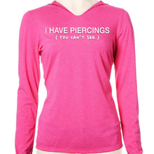 Load image into Gallery viewer, I Have Piercings You Can't See Black Tapered Long Sleeve Hoodie