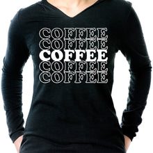 Load image into Gallery viewer, Coffee Coffee Coffee Coffee Coffee Black Long Sleeve Hoodie