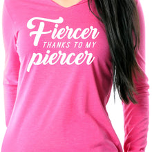 Load image into Gallery viewer, Fiercer thanks to my Piercer Black Tapered Long Sleeve Hoodie