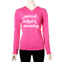 Load image into Gallery viewer, Pierced Inked & Amazing Pink Frost Tapered Long Sleeve Hoodie