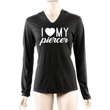 Load image into Gallery viewer, I Heart My Piercer Black Tapered Long Sleeve Hoodie