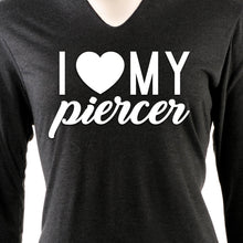 Load image into Gallery viewer, I Heart My Piercer Black Tapered Long Sleeve Hoodie