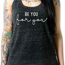 将图片加载到图库查看器,Be You, For You Black Gray Cosmic Twist Back Tank Top