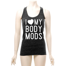 Load image into Gallery viewer, I Love My Body Mods Black Gray Cosmic Twist Back Tank Top