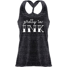 Load image into Gallery viewer, Pretty in Ink Black Gray Cosmic Twist Back Tank Top