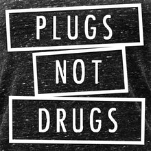 Load image into Gallery viewer, Plugs Not Drugs Black Gray Cosmic Twist Back Tank Top