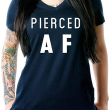 将图片加载到图库查看器,Pierced AF Black Tapered V-Neck Tee Shirt