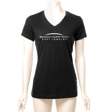 Load image into Gallery viewer, Body Candy Logo Tapered Black V-Neck Tee Shirt 100% Cotton