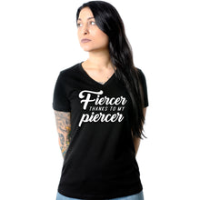 将图片加载到图库查看器,Fiercer thanks to my Piercer Black Tapered V-Neck Tee Shirt