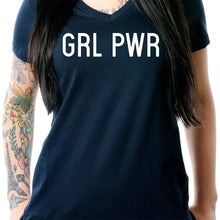 将图片加载到图库查看器,GRL PWR Black V-Neck Tee Shirt